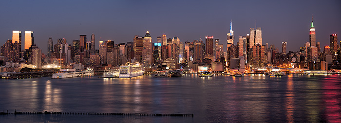 Manhattan Skyline Twilight Pano from New Jersey